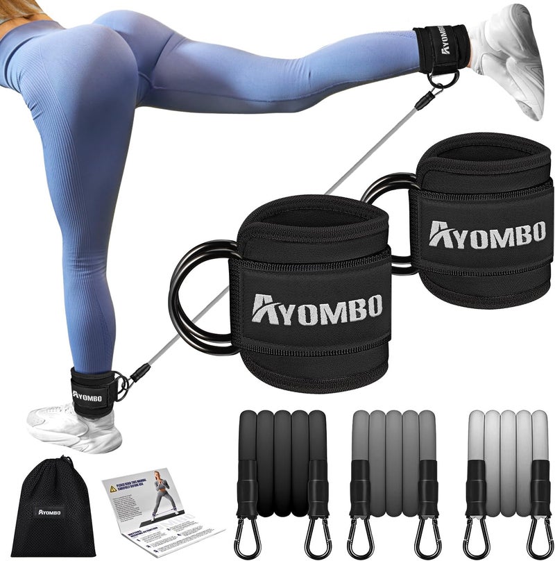Ayombo Ankle Resistance Bands with Cuffs, Home Gym Workout Equipment, Lifting Glute Butt Exercise Equipment for Women, Ankle Weights Fitness Set, Leg Booty Equipment for Training Perfect Body Shape - Image 1